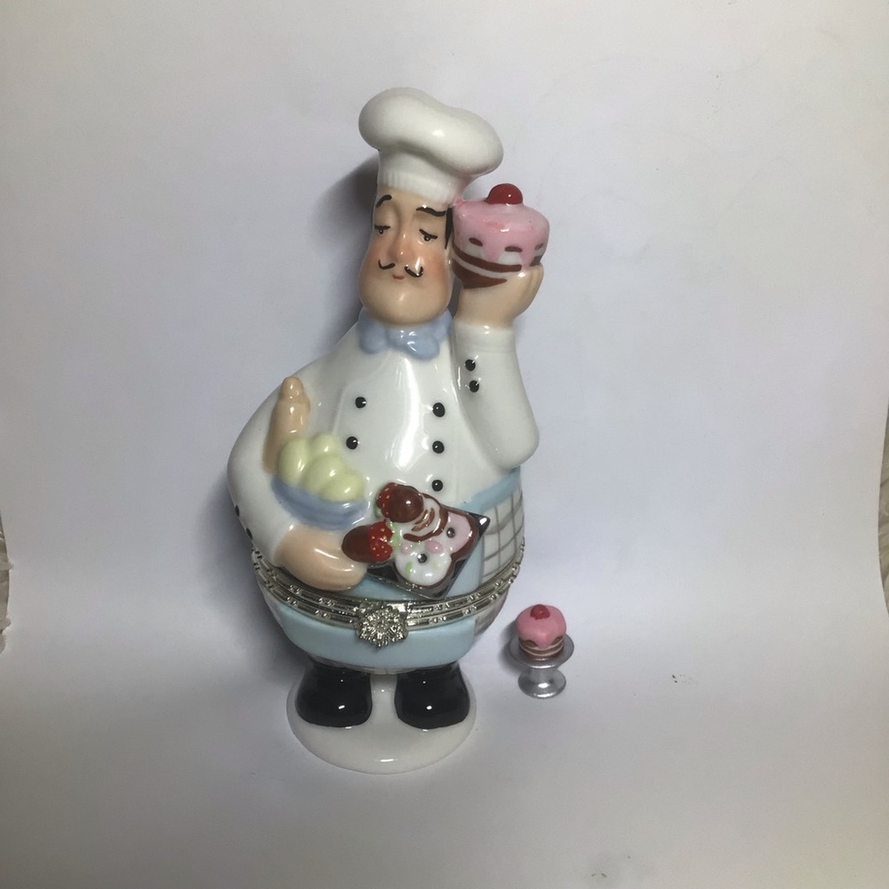Global Gourmets French Chef Pierre trinket box figurine kitchen bakery
